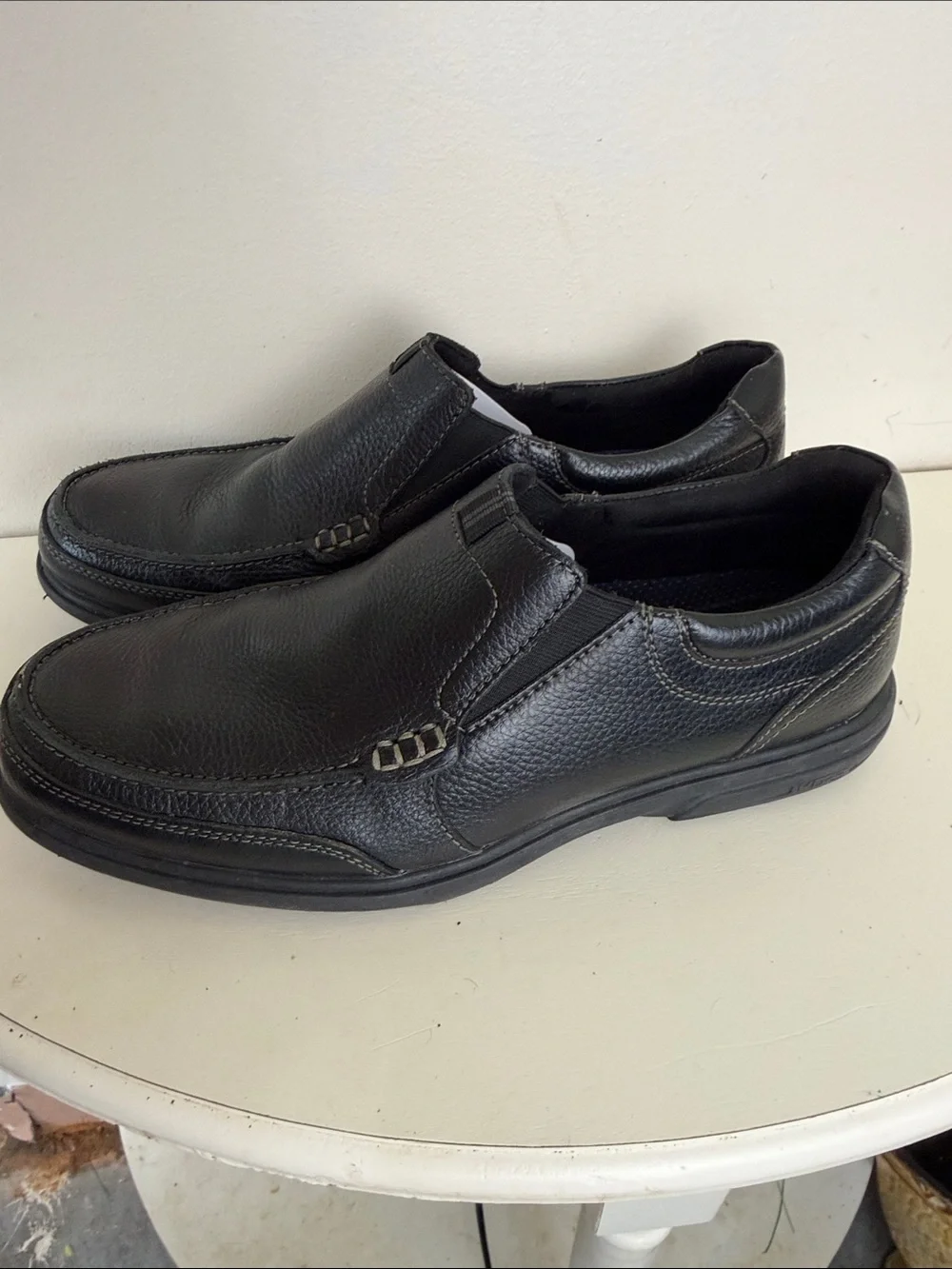 (2397) Nunn Bush Men's Black Slip-On Leather Dress Shoes, Size: 10M